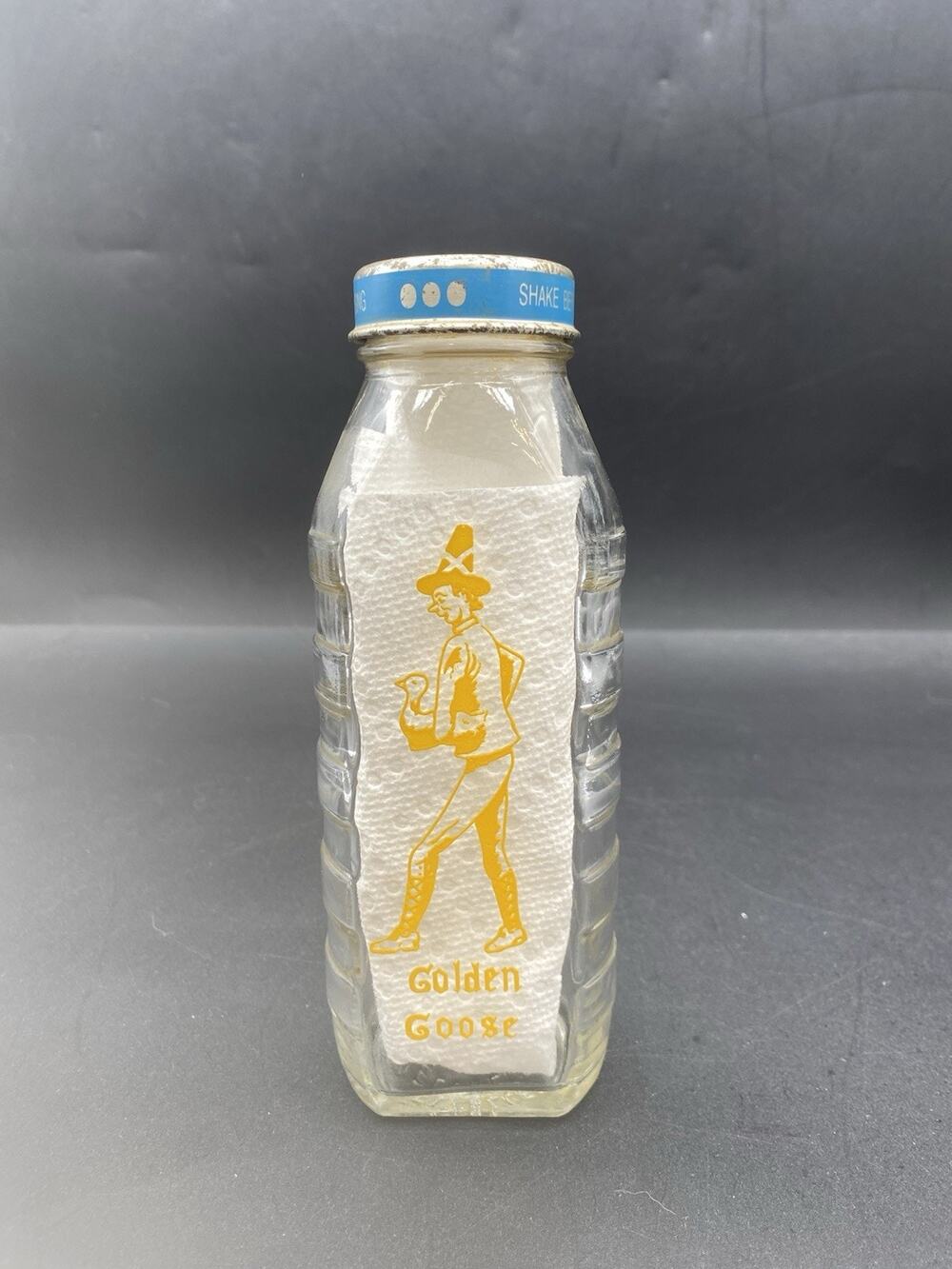Vtg Samuel Callet Company Golden Goose Nursery Rhyme Glass Nursing Bottle/cap